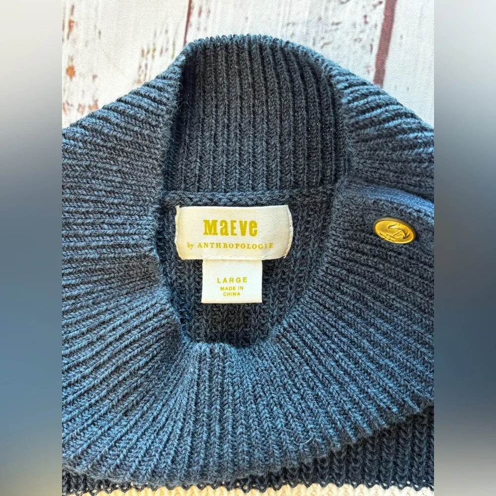 Anthropologie Maeve Divendra Navy & White Stripe Pullover Knit Sweater - Picture 9 of 11
